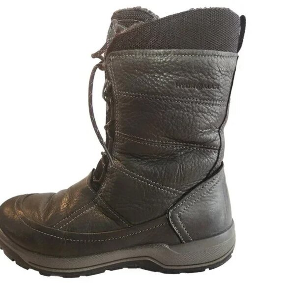 Ecco Winter Snow Boots | Women’s 7 | Black Leather, Lace Up, Rugged Sole - Picture 2 of 8